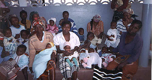 Mothers and children in the waiting room