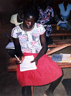 young student writing
